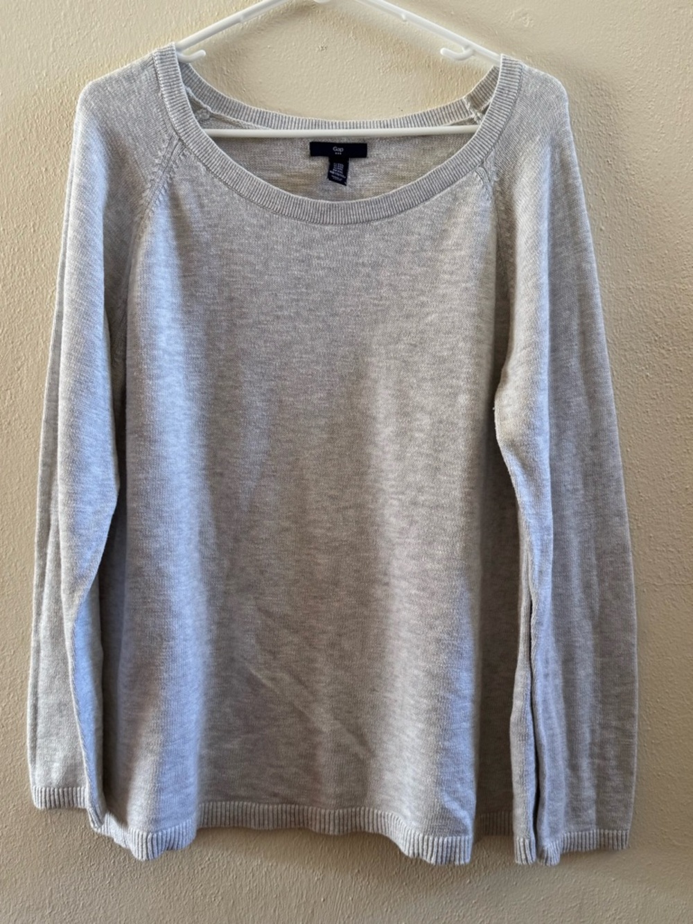 GAP Light Heather Gray Minimalist Knit Raglan Sweater XXL